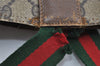 Authentic GUCCI Web Sherry Line Tote Bag GG PVC Leather Brown Junk 8976I