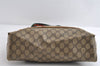 Authentic GUCCI Web Sherry Line Tote Bag GG PVC Leather Brown Junk 8976I
