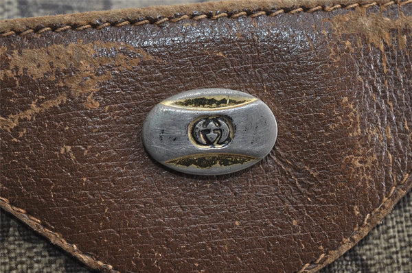 Authentic GUCCI Web Sherry Line Tote Bag GG PVC Leather Brown Junk 8976I