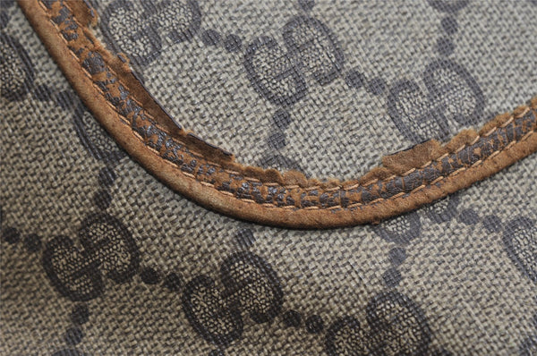 Authentic GUCCI Web Sherry Line Tote Bag GG PVC Leather Brown Junk 8976I