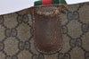 Authentic GUCCI Web Sherry Line Tote Bag GG PVC Leather Brown Junk 8976I