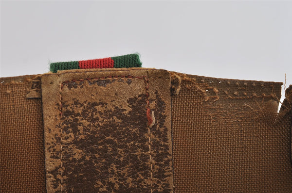 Authentic GUCCI Web Sherry Line Tote Bag GG PVC Leather Brown Junk 8976I