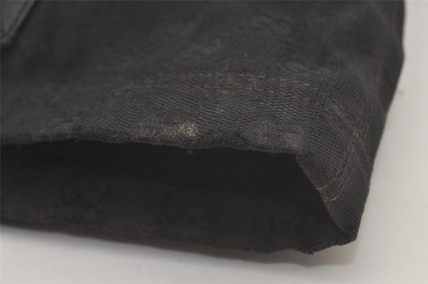 Authentic GUCCI Web Sherry Line Tote Bag GG Canvas Leather 189669 Black 8978I