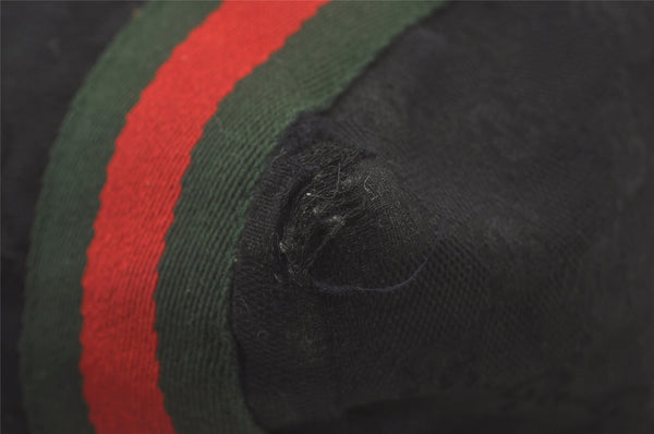 Authentic GUCCI Web Sherry Line Tote Bag GG Canvas Leather 189669 Black 8978I