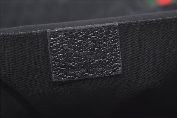 Authentic GUCCI Web Sherry Line Tote Bag GG Canvas Leather 189669 Black 8978I