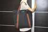 Authentic GUCCI Web Sherry Line Tote Bag GG Canvas Leather 189669 Black 8978I