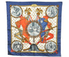 Authentic HERMES Carre 90 Scarf "NAPOLEON" Silk Navy 8979I