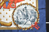 Authentic HERMES Carre 90 Scarf "NAPOLEON" Silk Navy 8979I