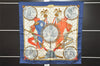 Authentic HERMES Carre 90 Scarf "NAPOLEON" Silk Navy 8979I