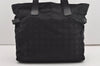 Authentic CHANEL New Travel Line Shoulder Tote Bag Nylon Leather Black 8980I