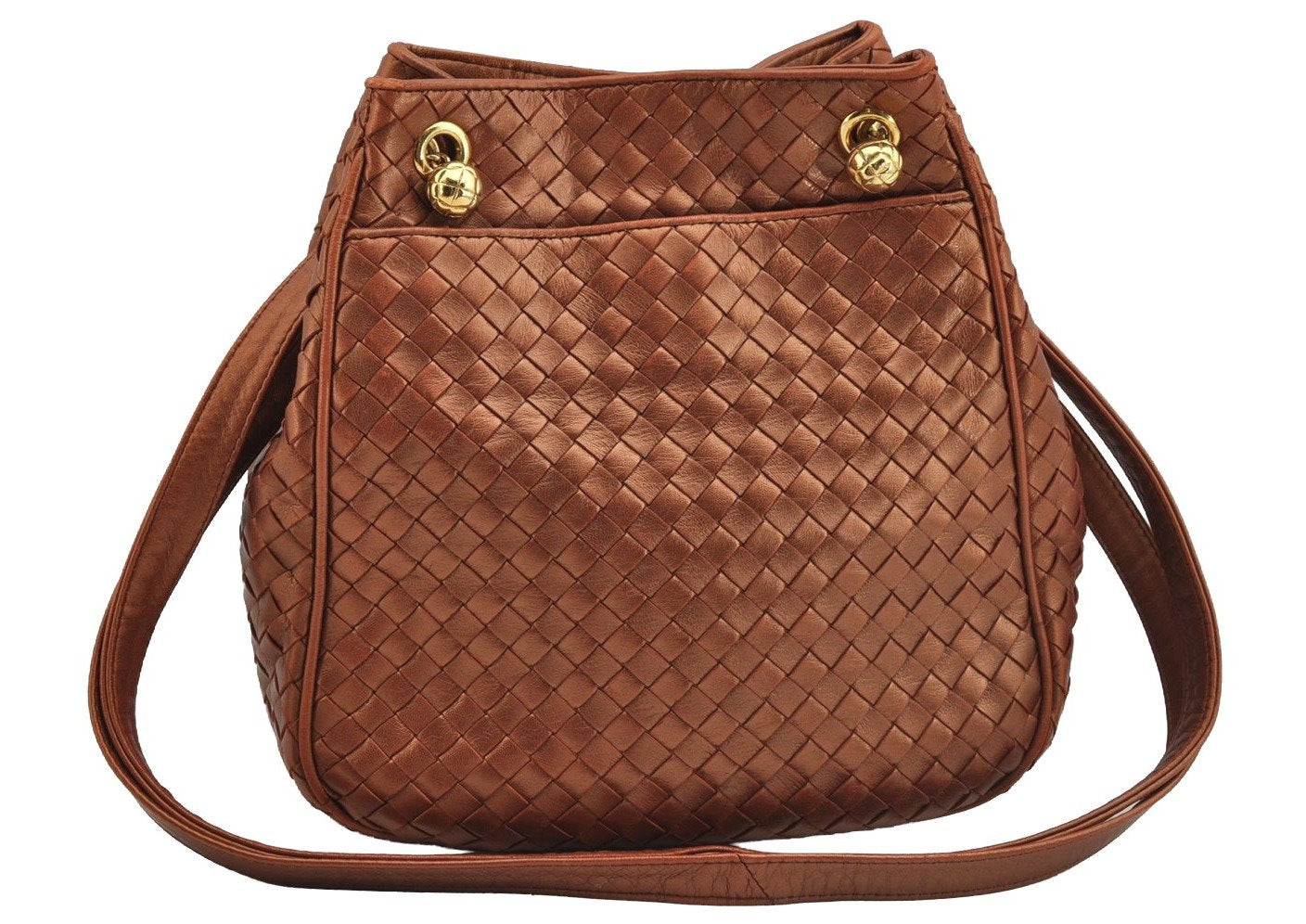 Authentic BOTTEGA VENETA Intrecciato Leather Shoulder Tote Bag Brown 8980J