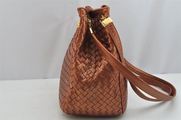 Authentic BOTTEGA VENETA Intrecciato Leather Shoulder Tote Bag Brown 8980J