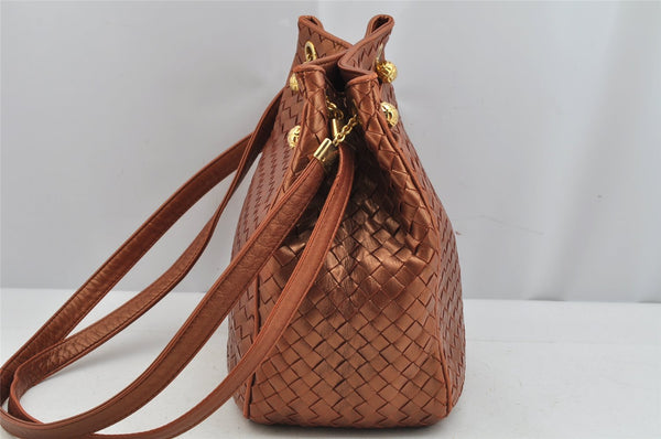 Authentic BOTTEGA VENETA Intrecciato Leather Shoulder Tote Bag Brown 8980J