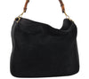Authentic GUCCI Bamboo Shoulder Hand Bag Suede Leather Black Junk 8981I
