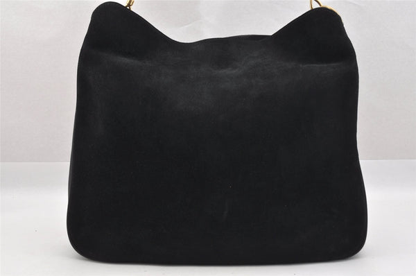Authentic GUCCI Bamboo Shoulder Hand Bag Suede Leather Black Junk 8981I