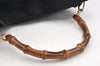 Authentic GUCCI Bamboo Shoulder Hand Bag Suede Leather Black Junk 8981I
