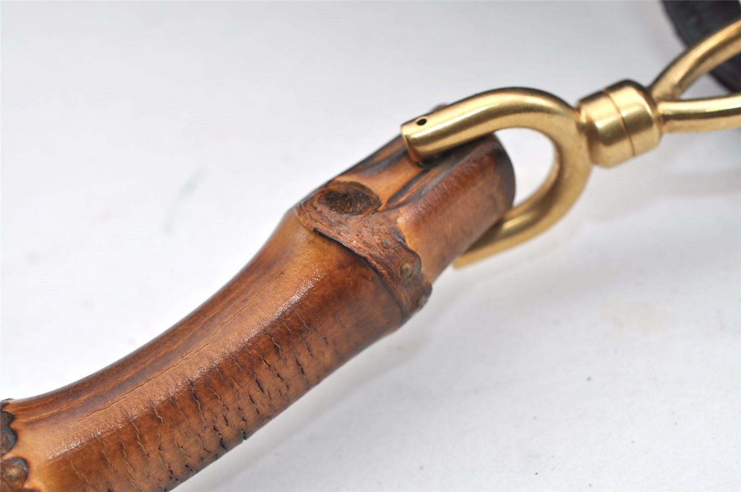 Authentic GUCCI Bamboo Shoulder Hand Bag Suede Leather Black Junk 8981I