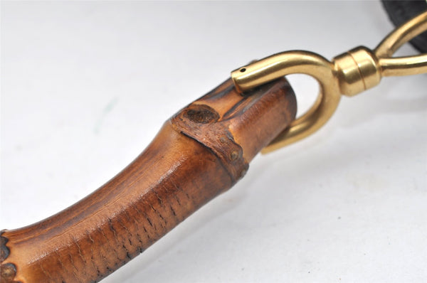 Authentic GUCCI Bamboo Shoulder Hand Bag Suede Leather Black Junk 8981I