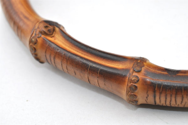 Authentic GUCCI Bamboo Shoulder Hand Bag Suede Leather Black Junk 8981I