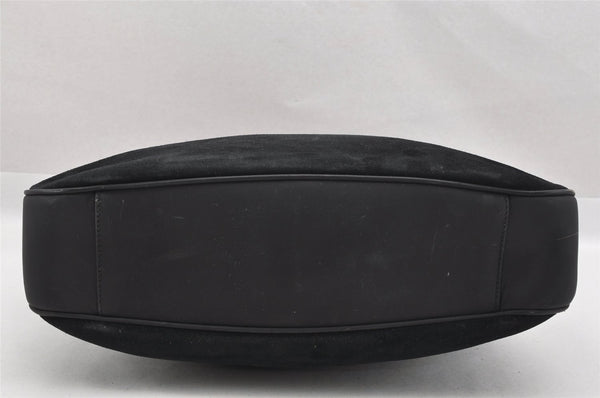 Authentic GUCCI Bamboo Shoulder Hand Bag Suede Leather Black Junk 8981I