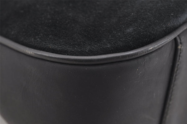 Authentic GUCCI Bamboo Shoulder Hand Bag Suede Leather Black Junk 8981I