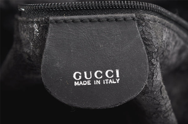 Authentic GUCCI Bamboo Shoulder Hand Bag Suede Leather Black Junk 8981I
