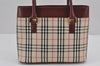 Authentic BURBERRY Vintage Nova Check Canvas Leather Hand Bag Purse Beige 8982J