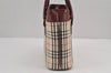 Authentic BURBERRY Vintage Nova Check Canvas Leather Hand Bag Purse Beige 8982J