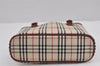 Authentic BURBERRY Vintage Nova Check Canvas Leather Hand Bag Purse Beige 8982J