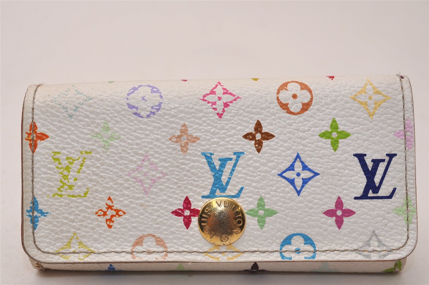 Auth Louis Vuitton Monogram Multicolor Multicles 4 Key Case M60043 White 8983J