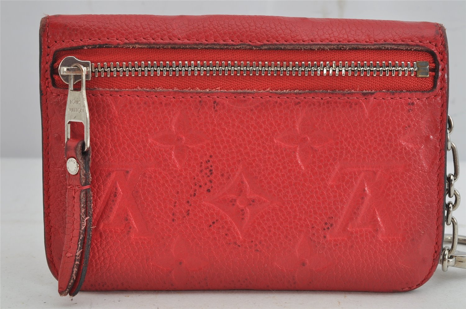 Auth Louis Vuitton Monogram Empreinte Pochette Cles Coin Purse M60634 Red 8988J