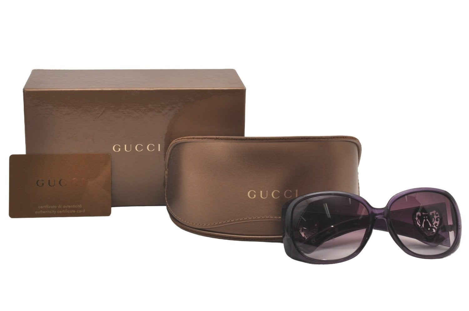 Authentic GUCCI Sunglasses Crest Heart GG 3067/F/S Plastic Purple Box 8989I