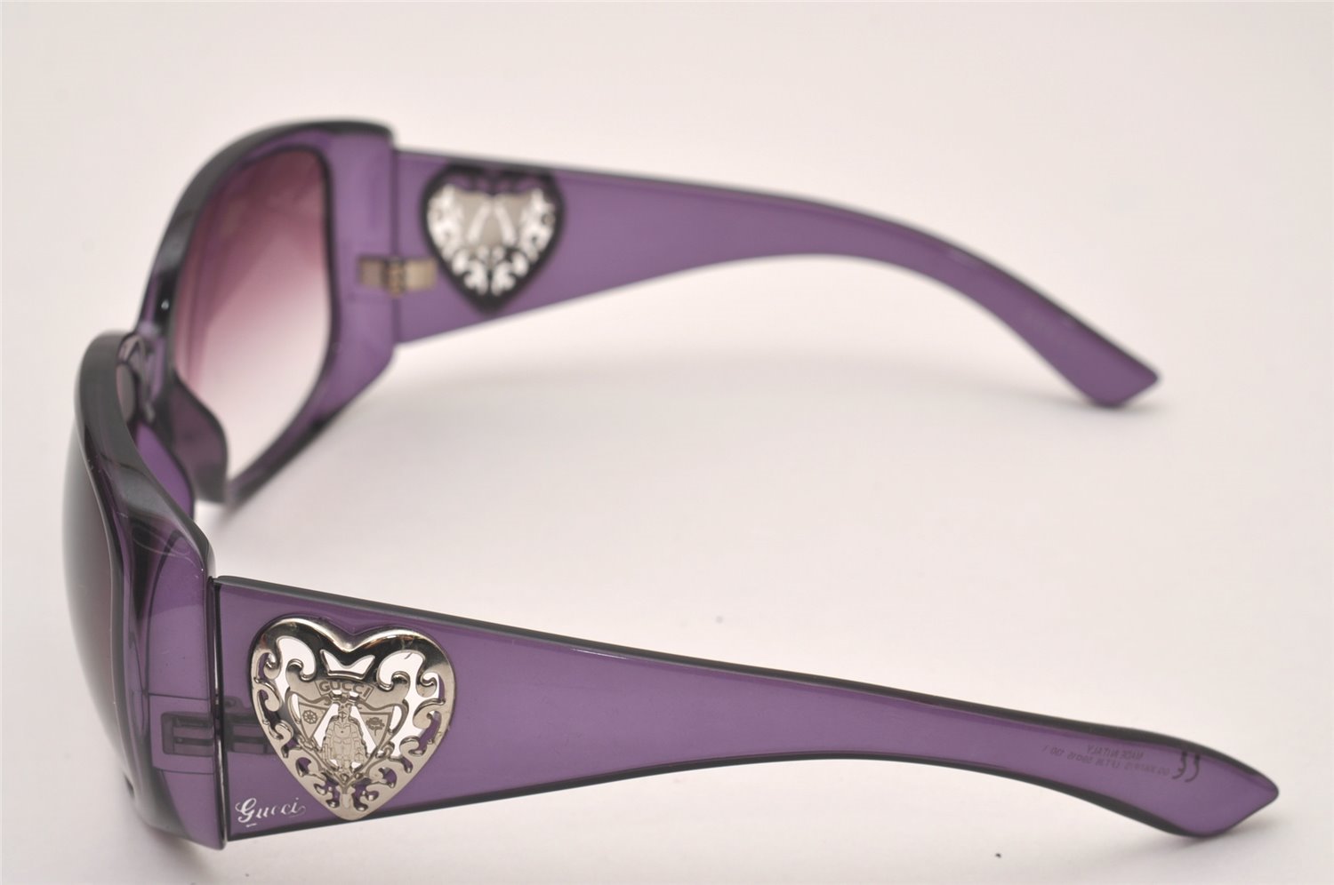 Authentic GUCCI Sunglasses Crest Heart GG 3067/F/S Plastic Purple Box 8989I