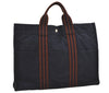 Authentic HERMES Fourre Tout MM Vintage Hand Tote Bag Canvas Navy 8990I