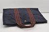 Authentic HERMES Fourre Tout MM Vintage Hand Tote Bag Canvas Navy 8990I