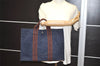 Authentic HERMES Fourre Tout MM Vintage Hand Tote Bag Canvas Navy 8990I