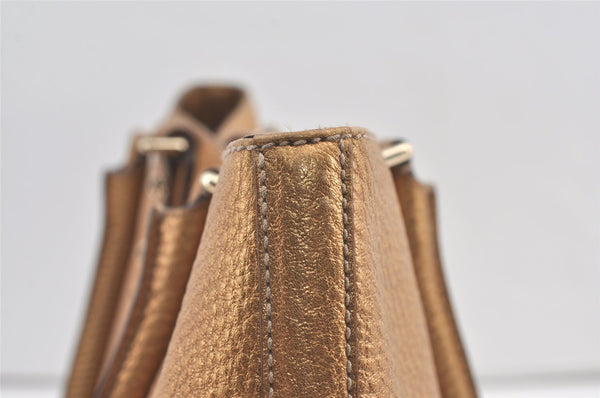 Authentic GUCCI Hasler Horsebit Shoulder Tote Bag Leather 137385 Gold 8990J