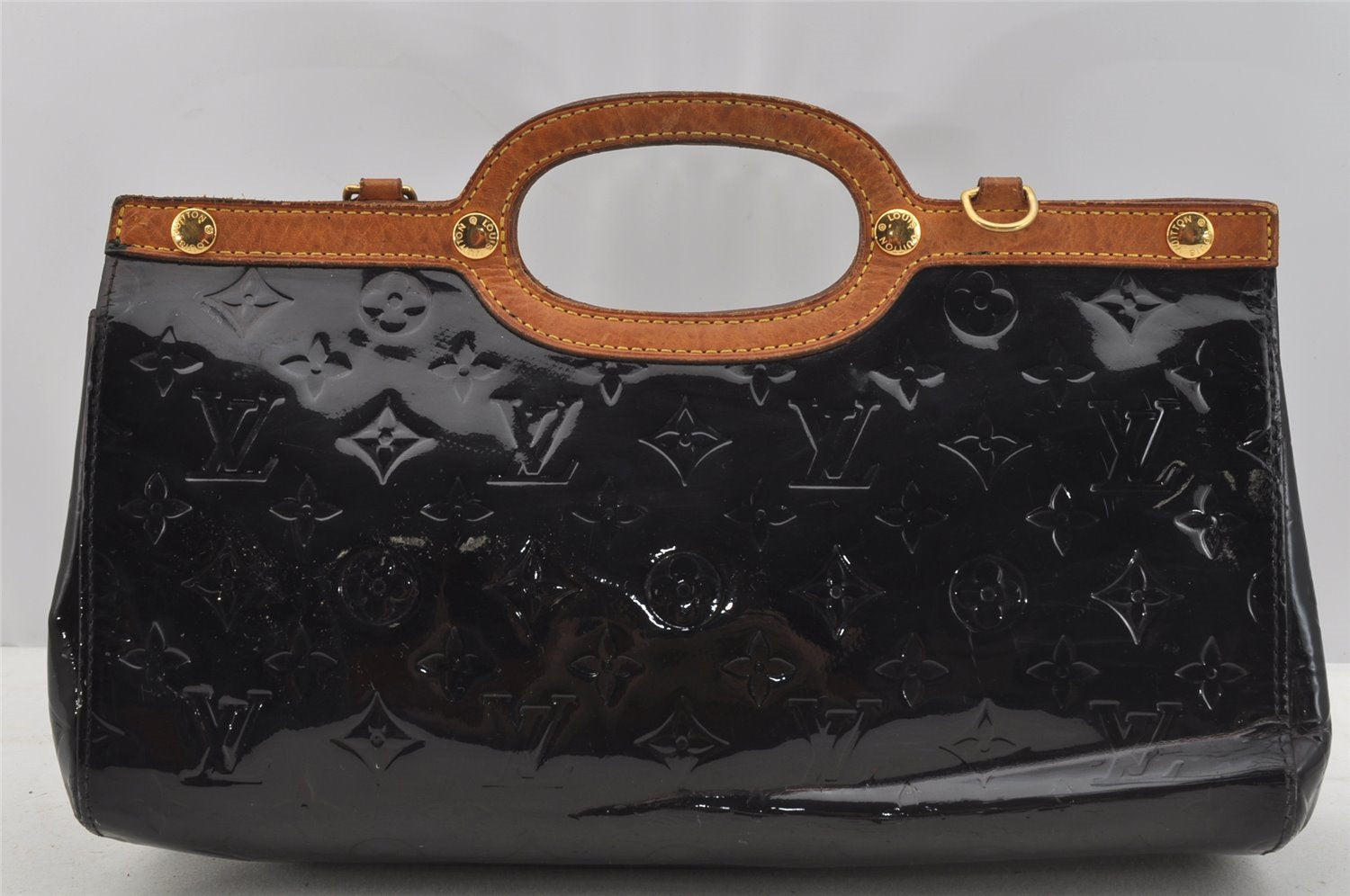 Auth Louis Vuitton Vernis Roxbury Drive 2Way Hand Bag Wine Red M91995 LV 8991I