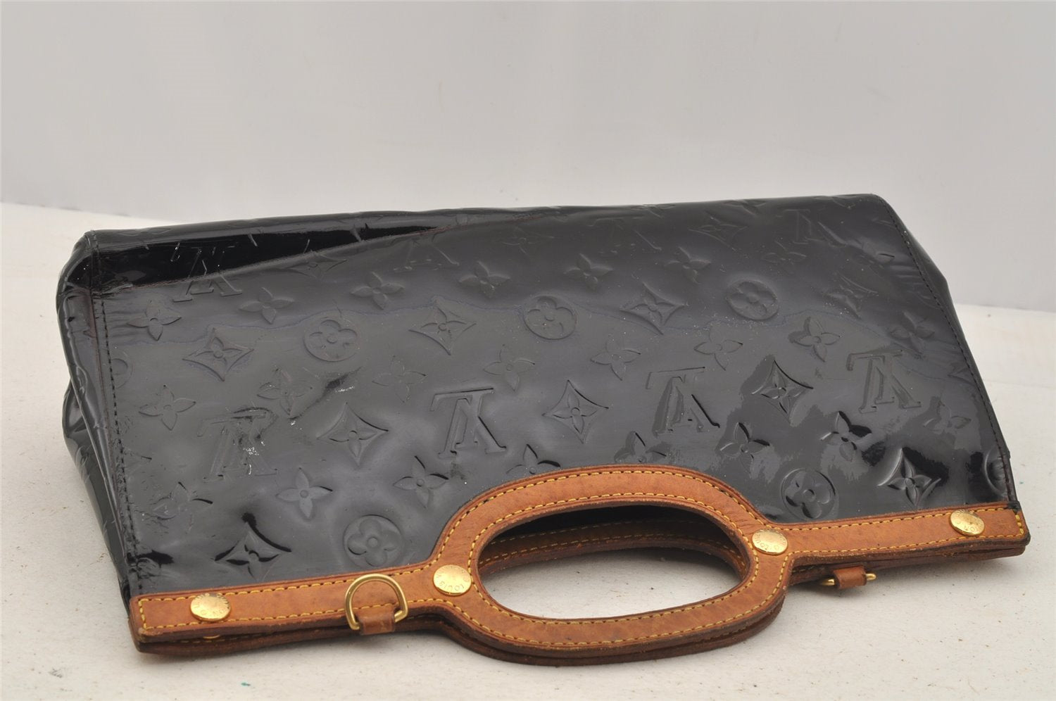 Auth Louis Vuitton Vernis Roxbury Drive 2Way Hand Bag Wine Red M91995 LV 8991I