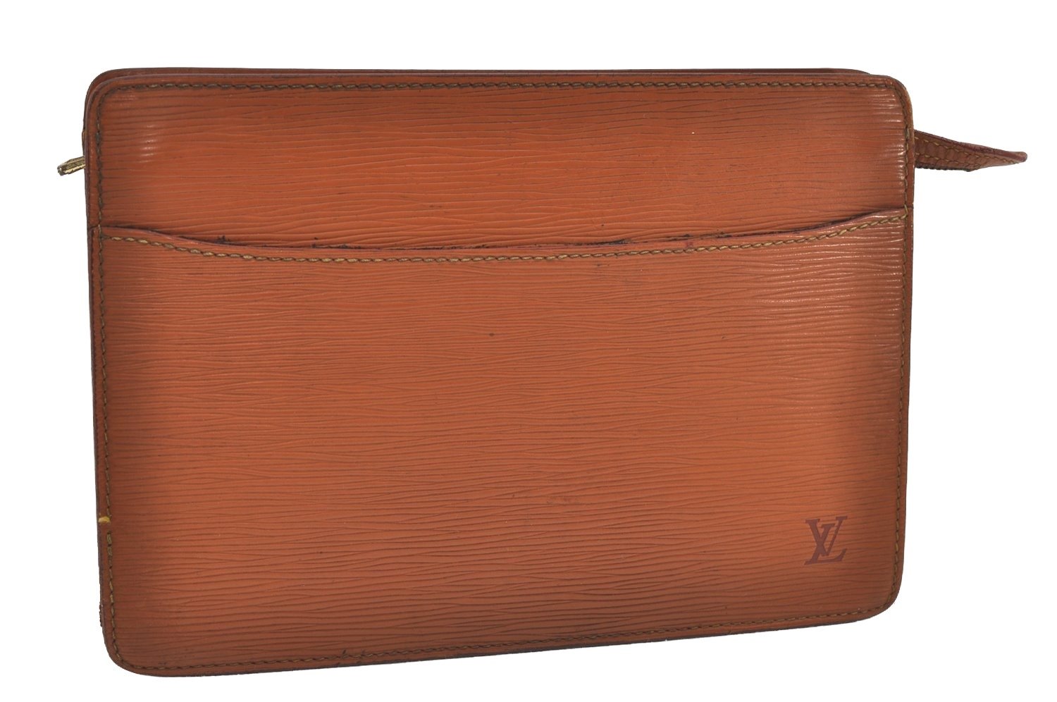 Authentic Louis Vuitton Epi Pochette Homme Clutch Hand Bag Brown M52528 LV 8992I