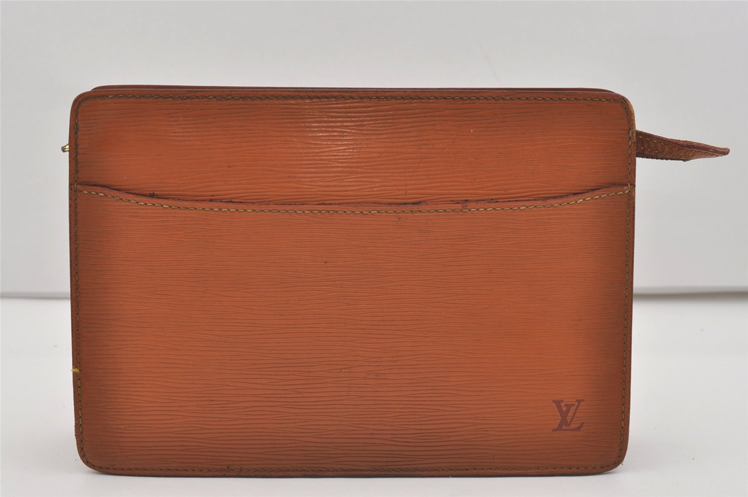 Authentic Louis Vuitton Epi Pochette Homme Clutch Hand Bag Brown M52528 LV 8992I