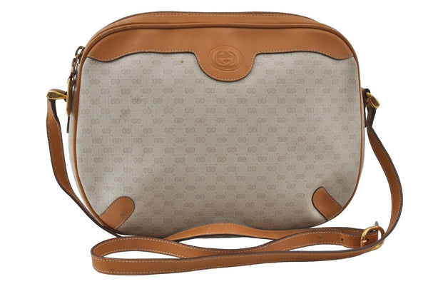 Authentic GUCCI Micro GG PVC Leather Shoulder Cross Body Bag Purse White 8993I