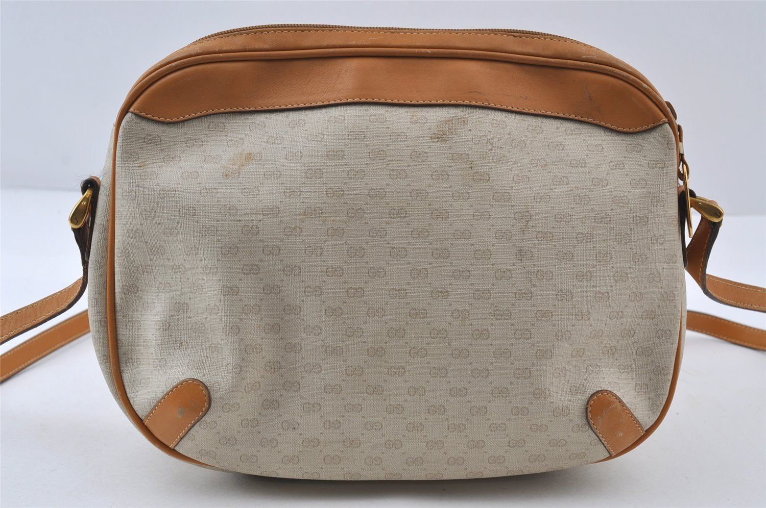 Authentic GUCCI Micro GG PVC Leather Shoulder Cross Body Bag Purse White 8993I