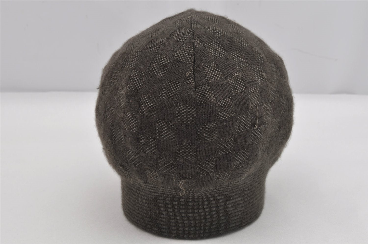 Authentic Louis Vuitton Damier Beanie Knit Cap Size M Cashmere Silk Brown 8994J
