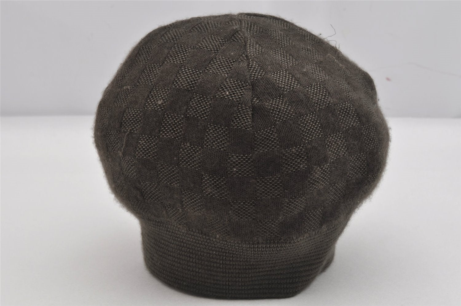 Authentic Louis Vuitton Damier Beanie Knit Cap Size M Cashmere Silk Brown 8994J