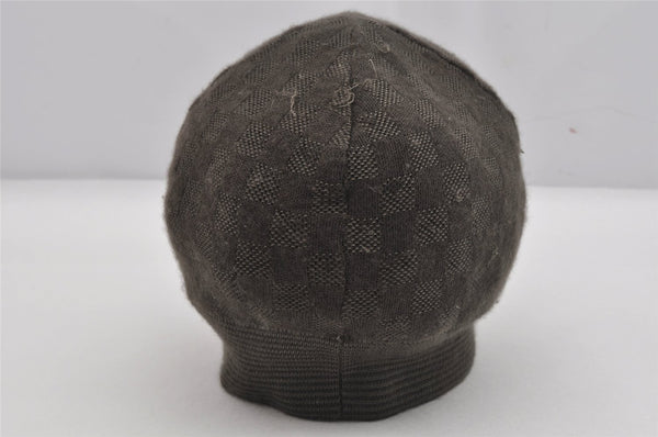 Authentic Louis Vuitton Damier Beanie Knit Cap Size M Cashmere Silk Brown 8994J
