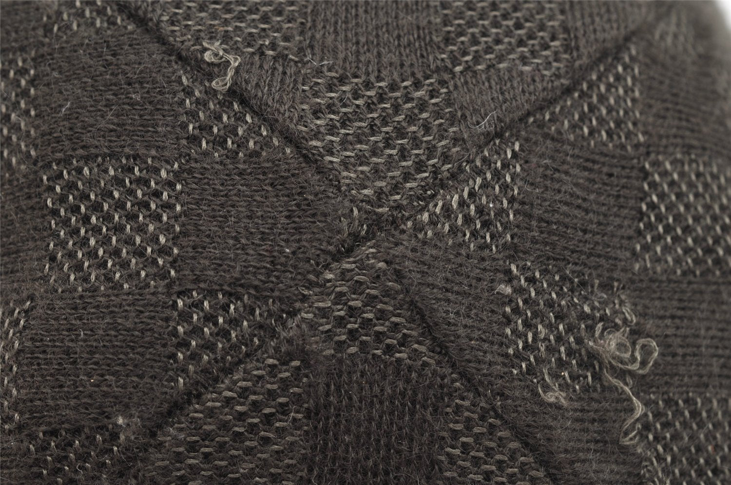 Authentic Louis Vuitton Damier Beanie Knit Cap Size M Cashmere Silk Brown 8994J