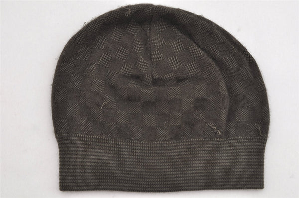 Authentic Louis Vuitton Damier Beanie Knit Cap Size M Cashmere Silk Brown 8994J