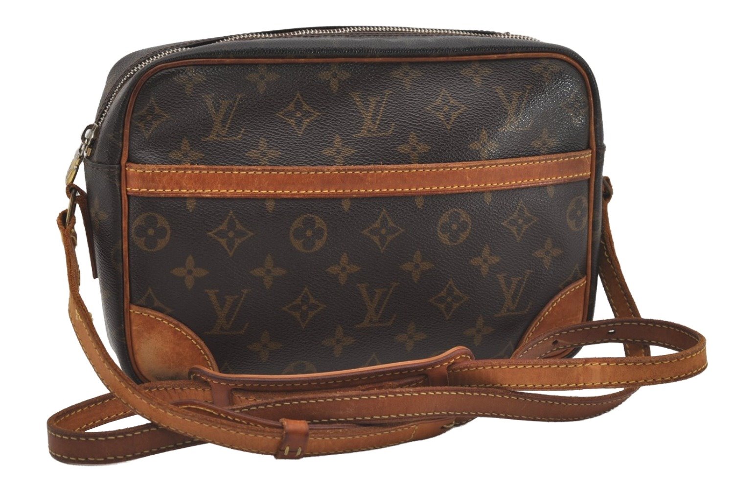 Authentic Louis Vuitton Monogram Trocadero 27 Shoulder Cross Bag M51274 LV 8995I