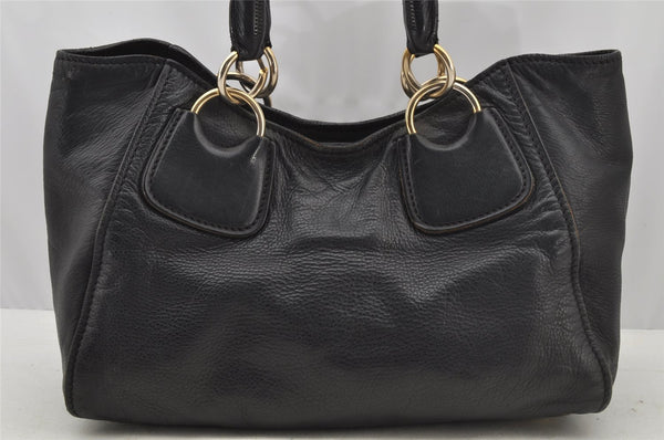 Authentic MIU MIU Vintage Leather Hand Tote Bag Black 8997I